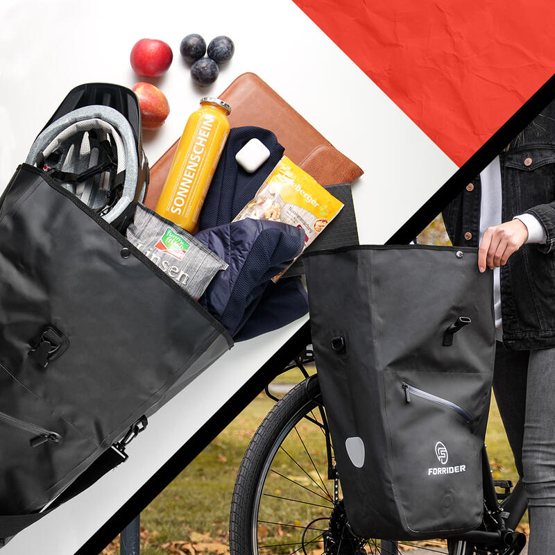Fahrradtasche Magnet 2x27L-Wasserdichte Gepäckträgertasche mit Schultergurt