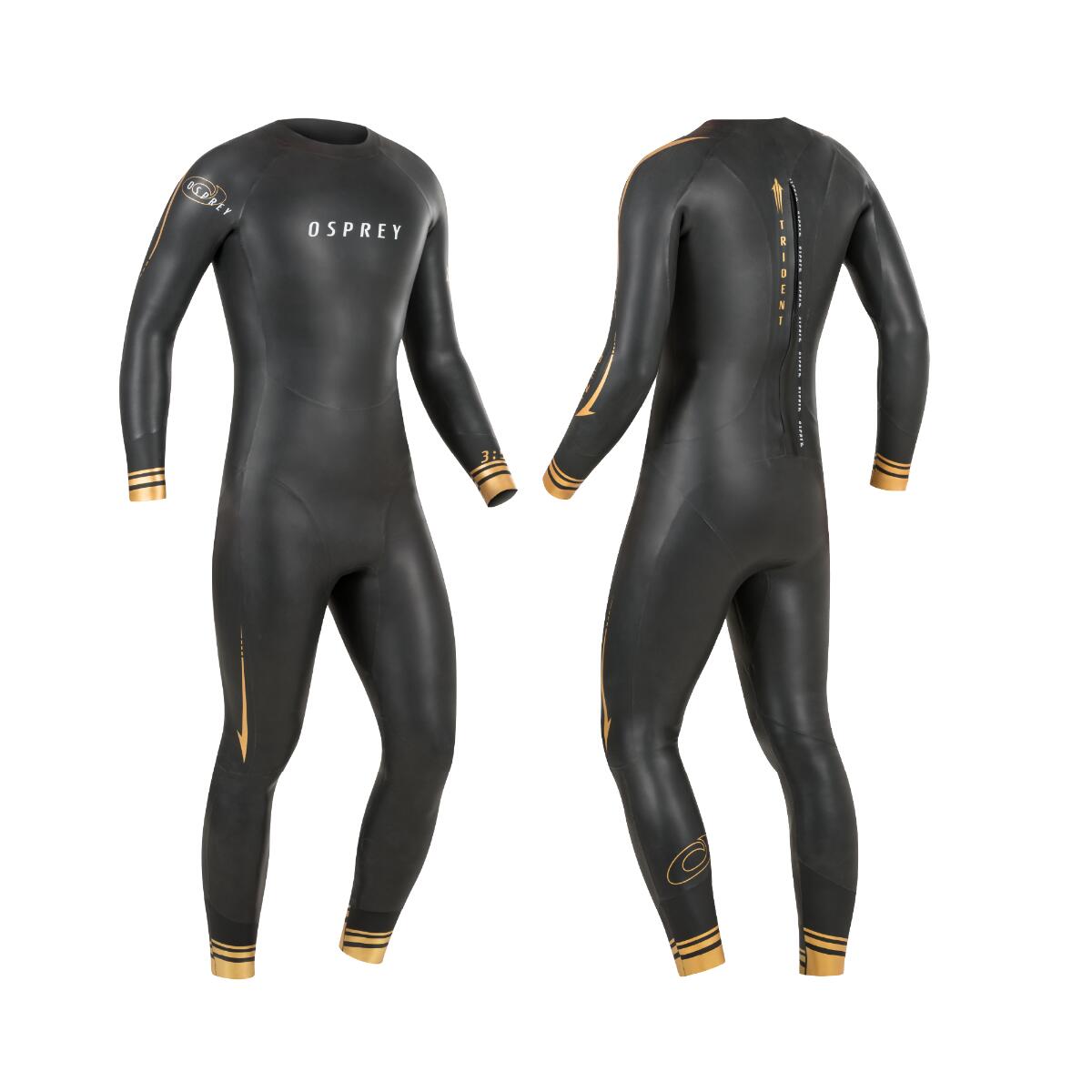 OSPREY ACTION SPORTS Osprey Mens Trident Tri-Suit 4mm Wetsuit | Triathlon Wetsuit, Black