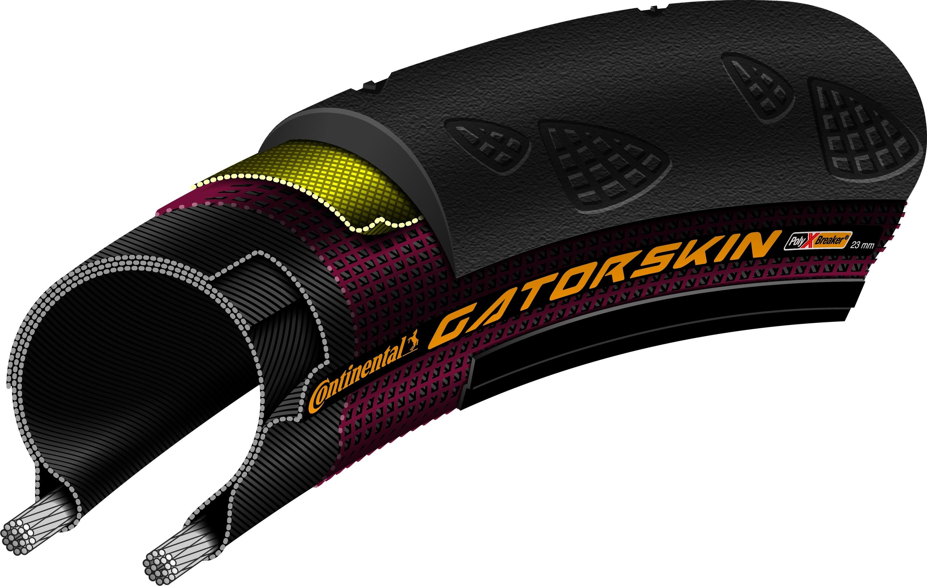 Gatorskin Tyre-Foldable Road Black/Black 700 X 23C Puncture Protection 3/4