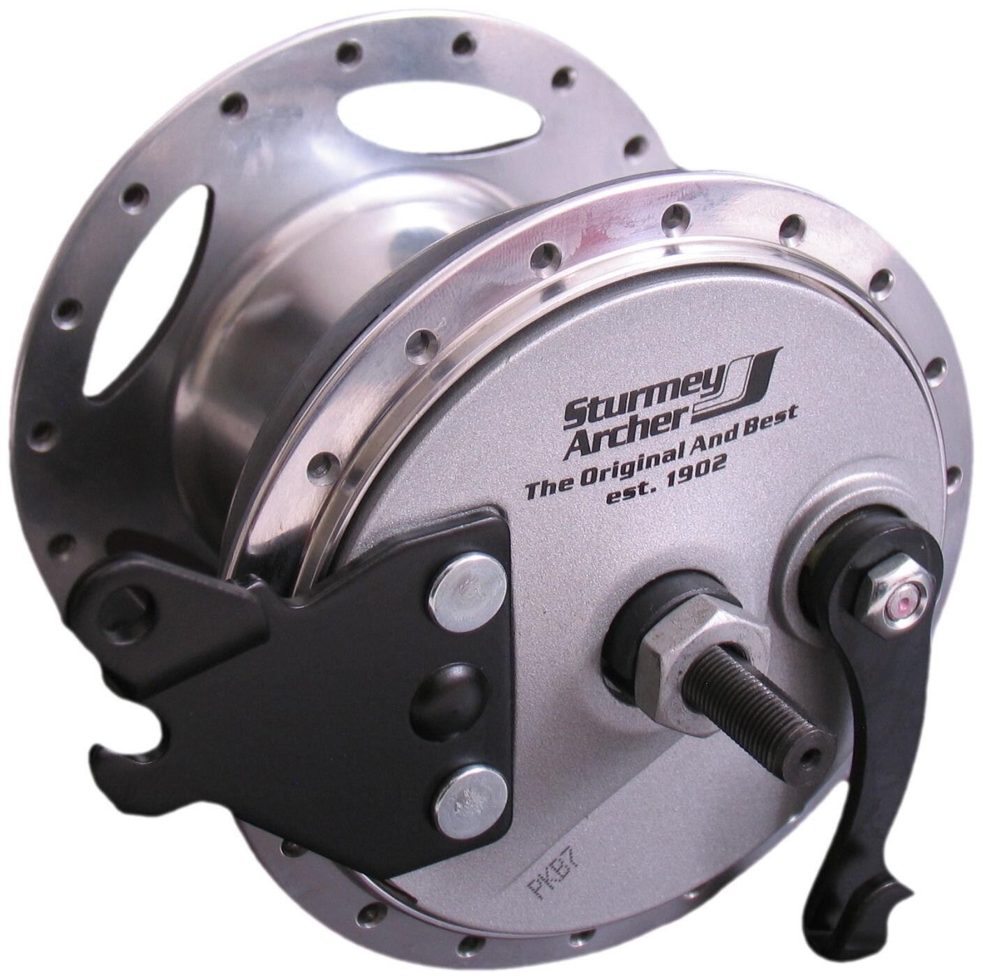 Sturmey Archer XL-RD3 Cubo de freno de tambor de 3 velocidades - 90 mm - Plata 3/4