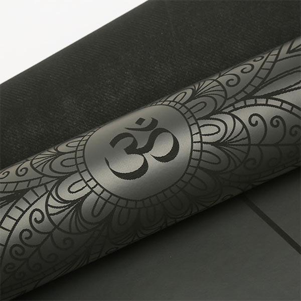 Tapis de yoga pro gomme de caoutchouc & similicuir 5mm + Sac yoga liège, Mandala