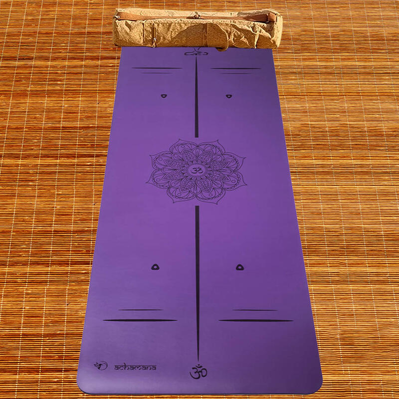 Yoga mat pro rubber + kunstleer 5mm mandala, Yoga tas, droge of natte handen