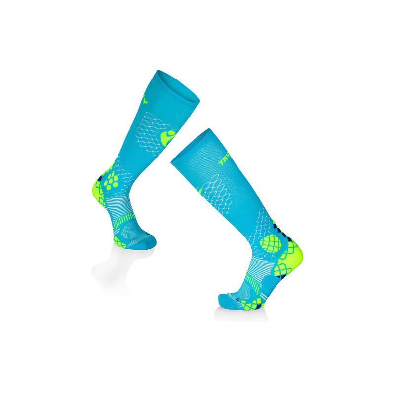 Sosete compresive pentru alergat 3/4 COMPRESSION SOCKS Turcoaz-Galben, 45-47 EU