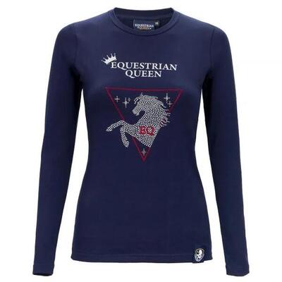 Dames shirt met lange mouwen equestrian queen jessica2 donkerblauw