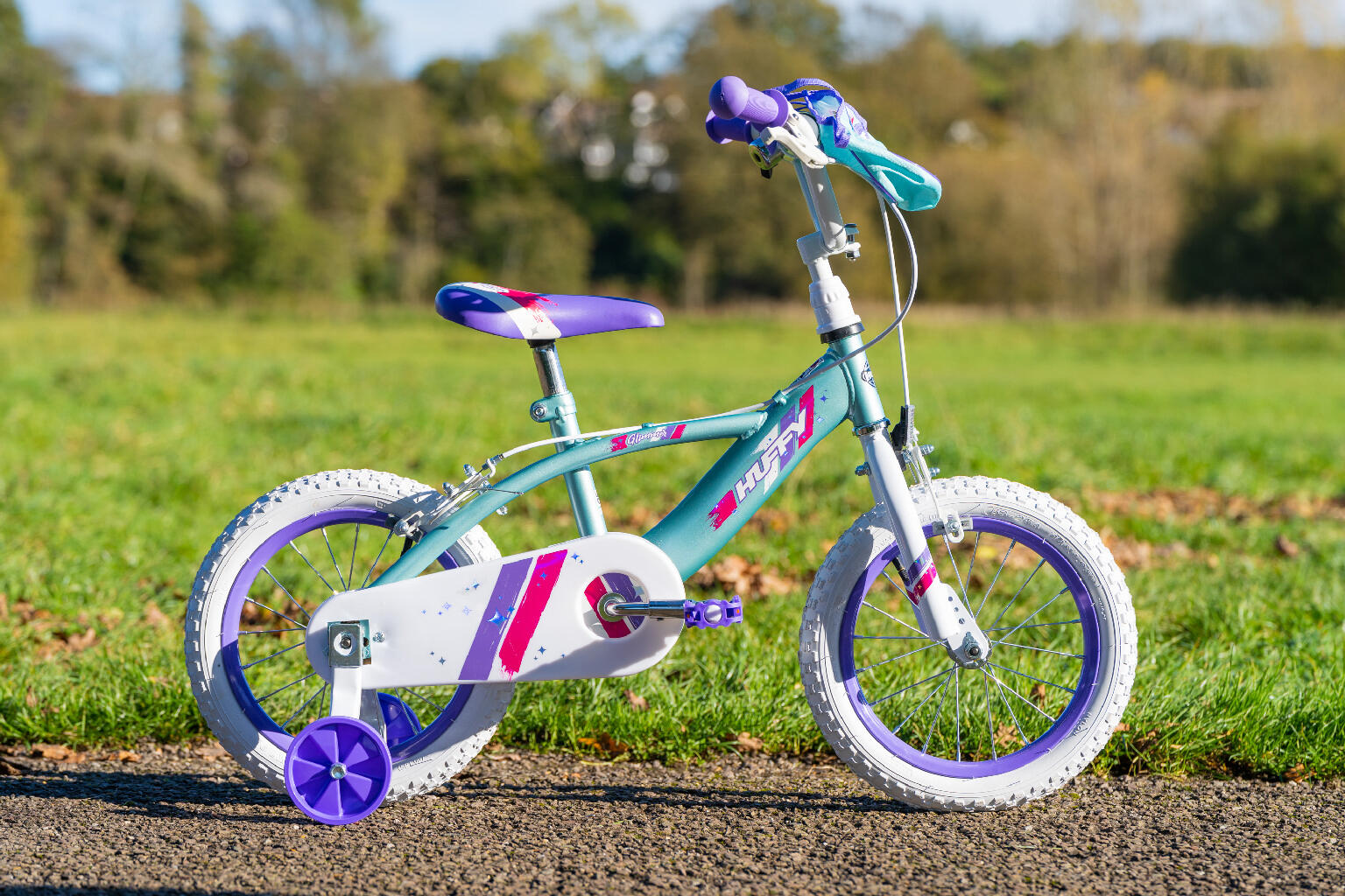 Huffy Glimmer 14" Teal & Purple Girls Bike For Kids 4 - 6 yrs + Stabilisers 7/7