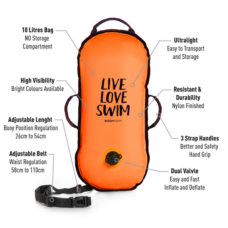 Boya para Natación Aguas Abiertas Ultralight Buddyswim naranja