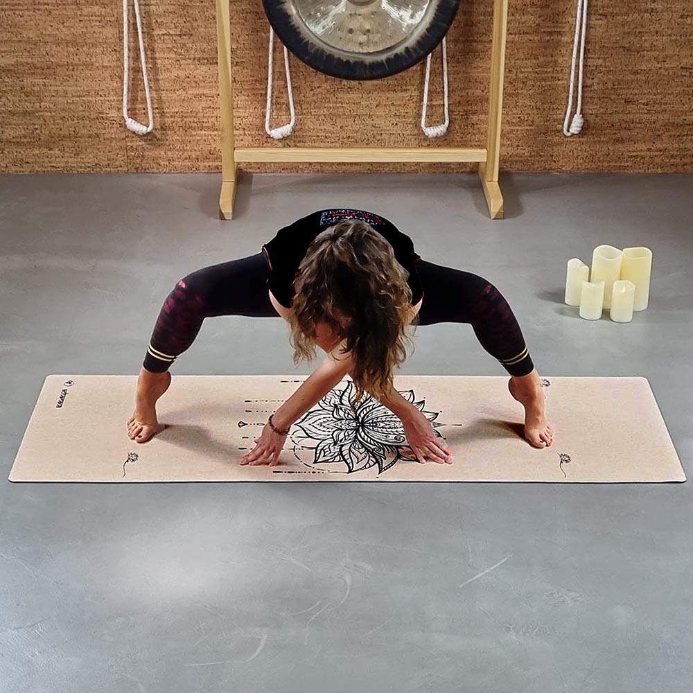 Tapete de yoga caucho natural & cáñamo 4,5mmx68cmx1,83m Flor de loto 7/7