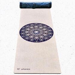 Yogamat natuurrubber en hennep 4,5 mm + Transportzak - Flower of life