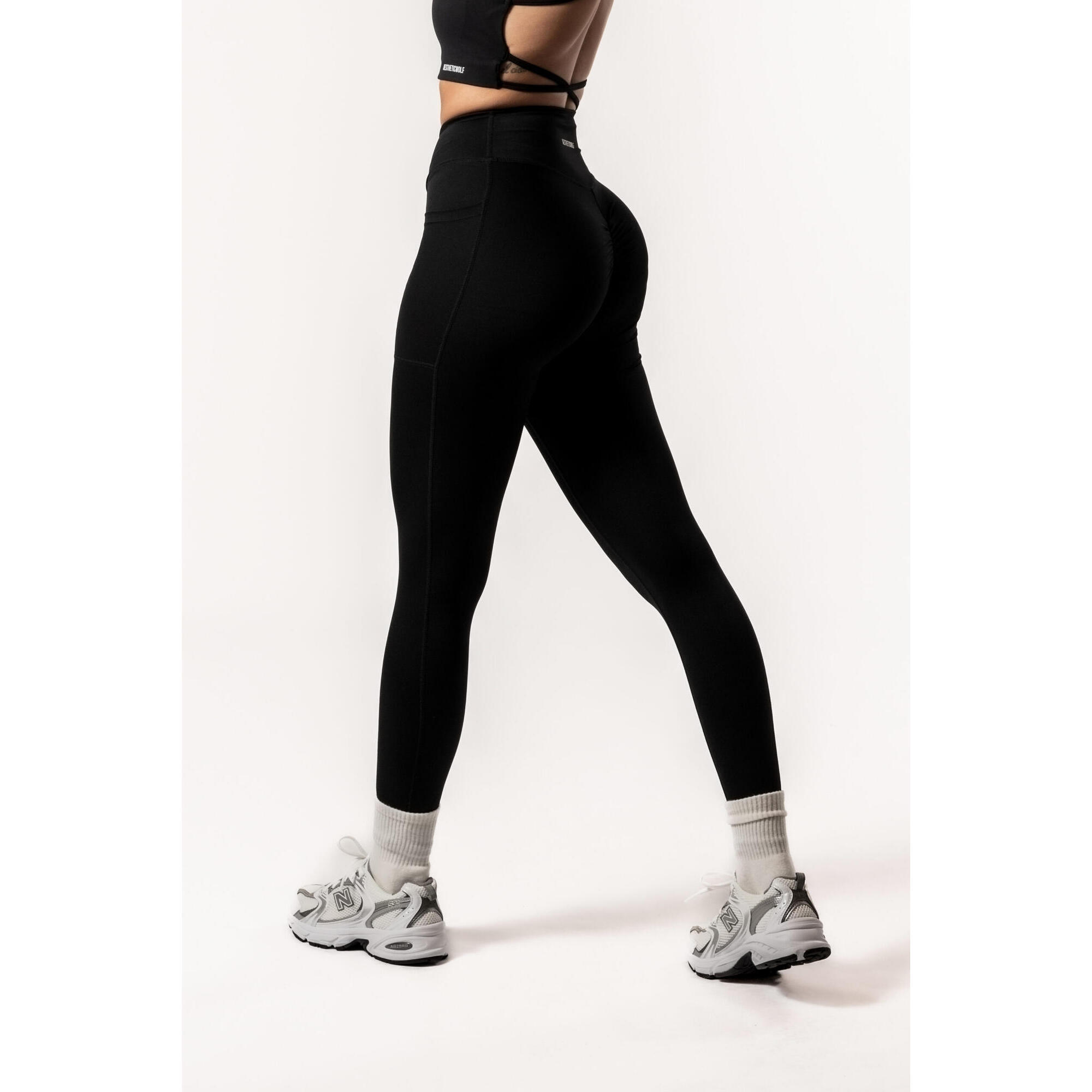 Aesthetic Wolf - Legging Femme Avec Taille Croisée Et Poches Pour Le Fitness Noir - Legging - Noir - 48 Xl - Decathlon