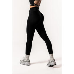 Legging femme avec taille croisée et poches pour le fitness noir