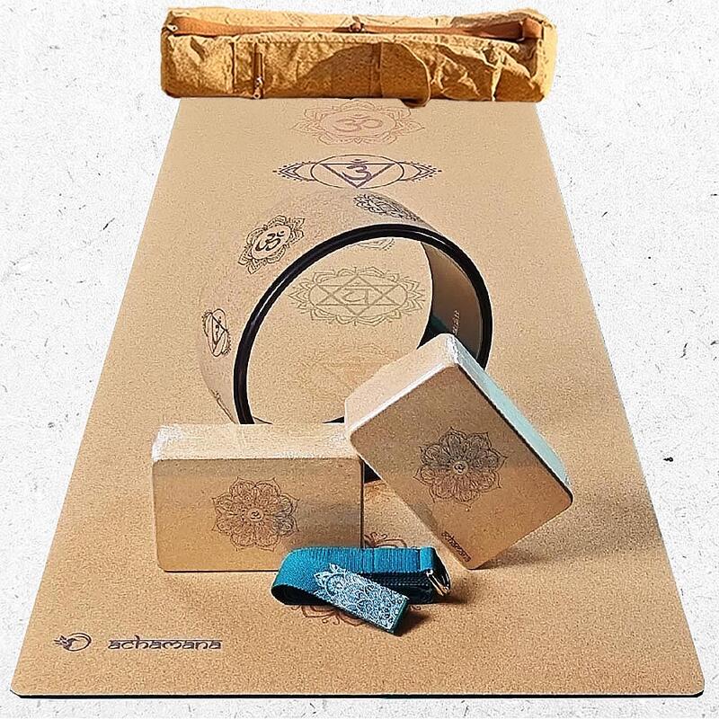 Pack 2 blocs yoga liège + sangle verte