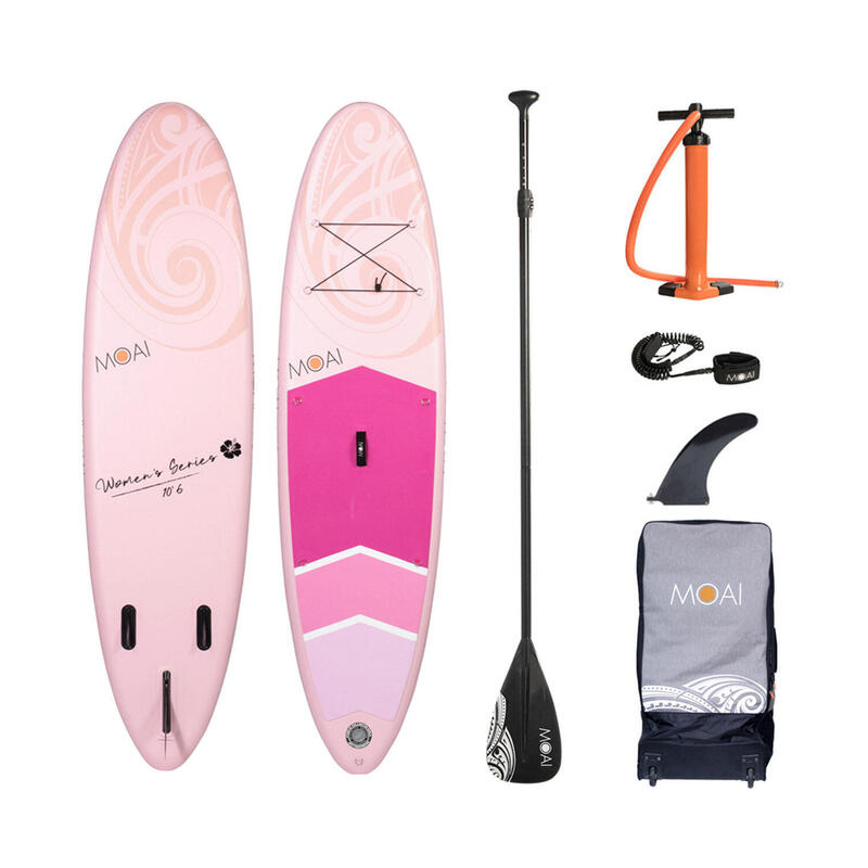 Moai 10'6” 320 cm SUP opblaasbaar board Dames Glasvezel peddel 2021 Roze