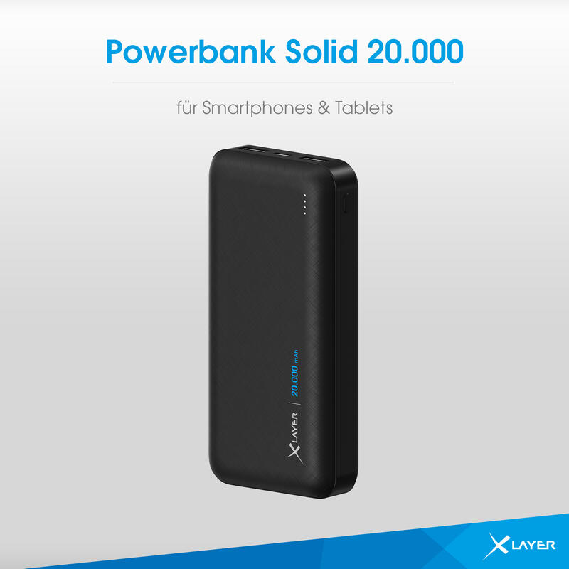 XLayer Powerbank Solid 20.000 mAh Black