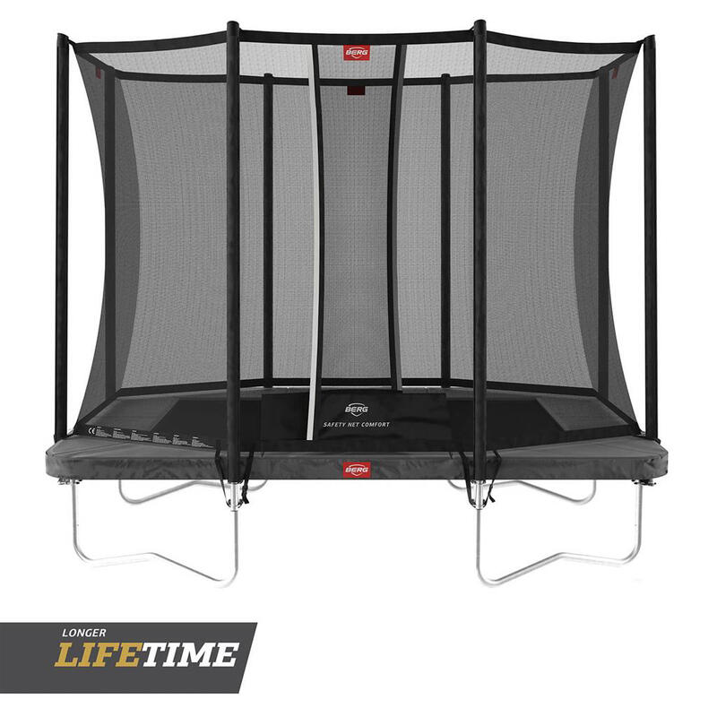 Trampoline rectangulaire Favorit Regular gris 280 cm + filet de sécurité