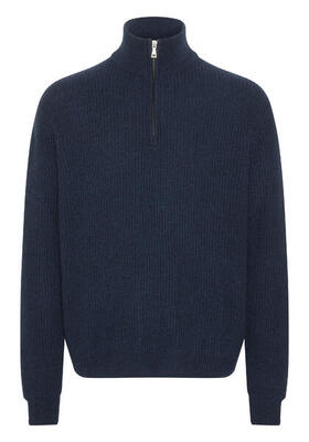 Strickpullover mit Stehkragen und Zipper