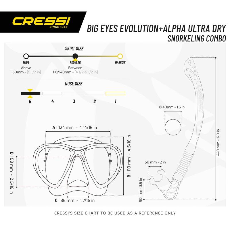 Snorkelen Combo Set Cressi COMBO BIG EYES EVOLUTION+ALPHA UTRA DRY