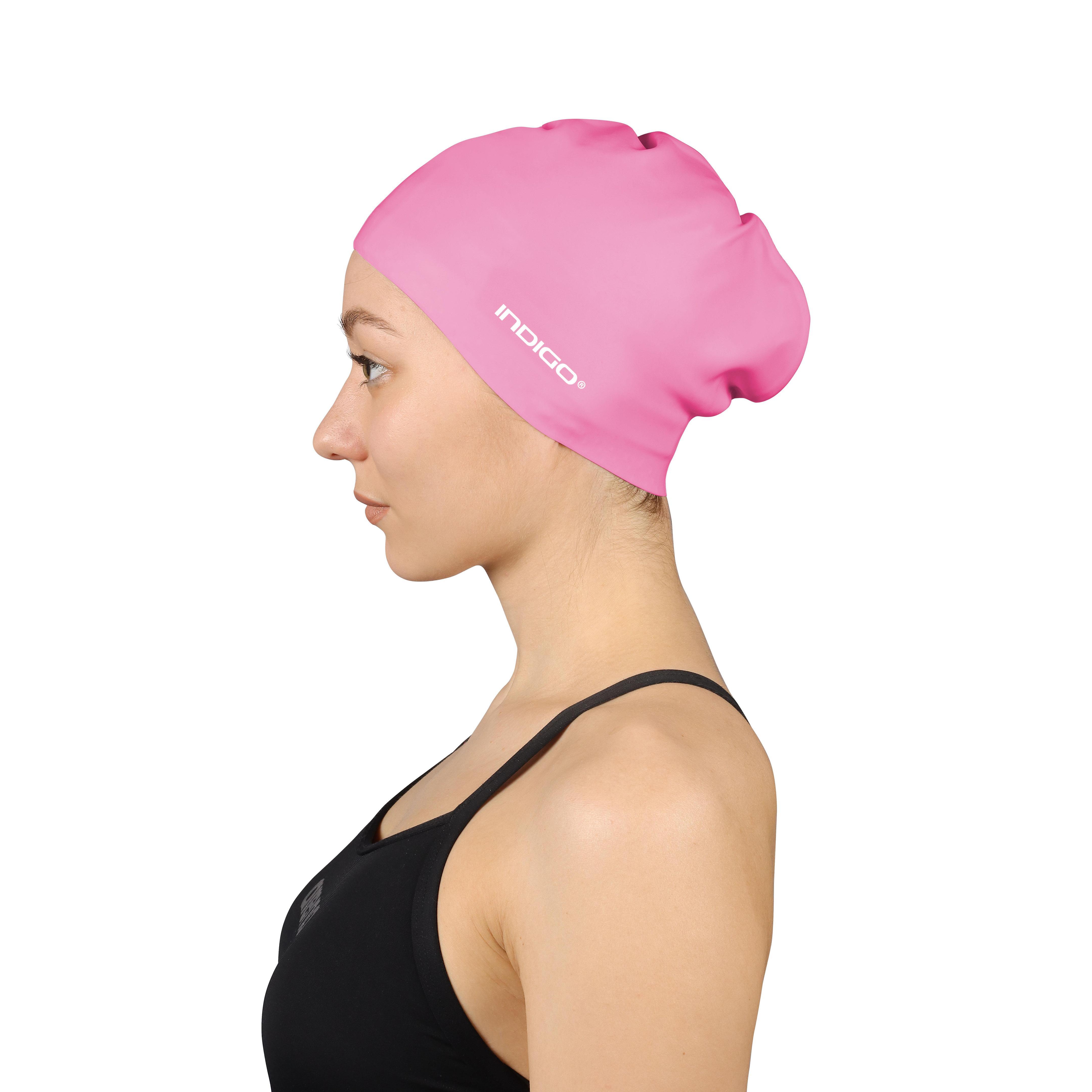 Touca em Natação em Silicone Para Cabelo Longo INDIGO Rosa
