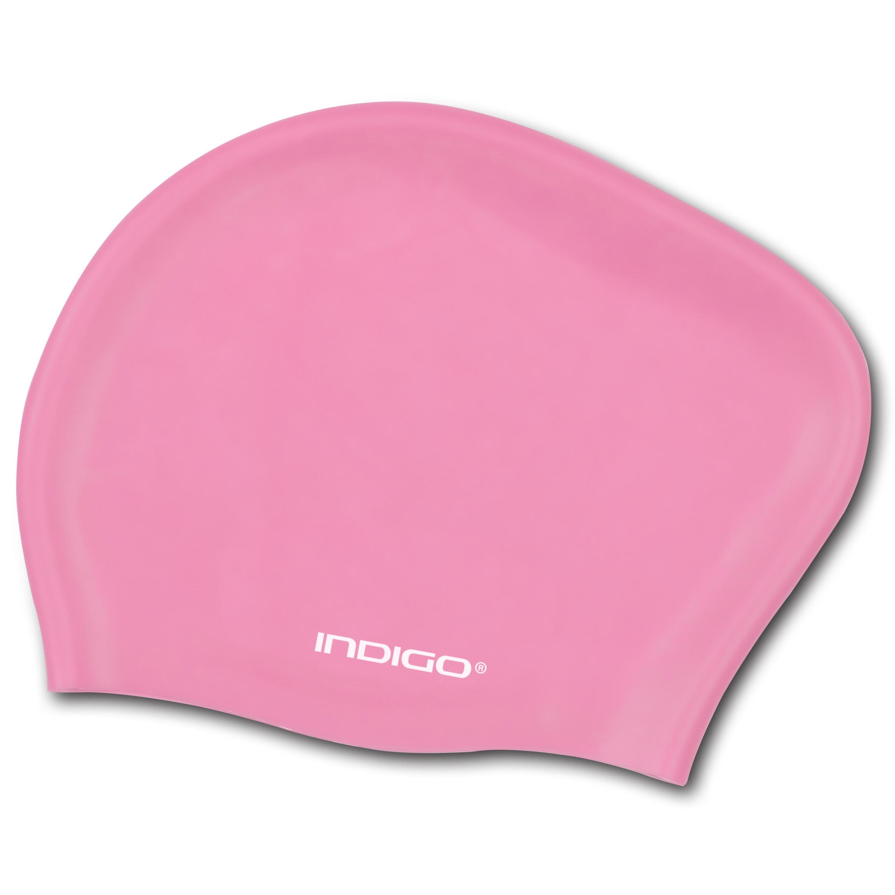 Gorro de Natación Silicona para Cabellos Largos  INDIGO  Rosa 2/5
