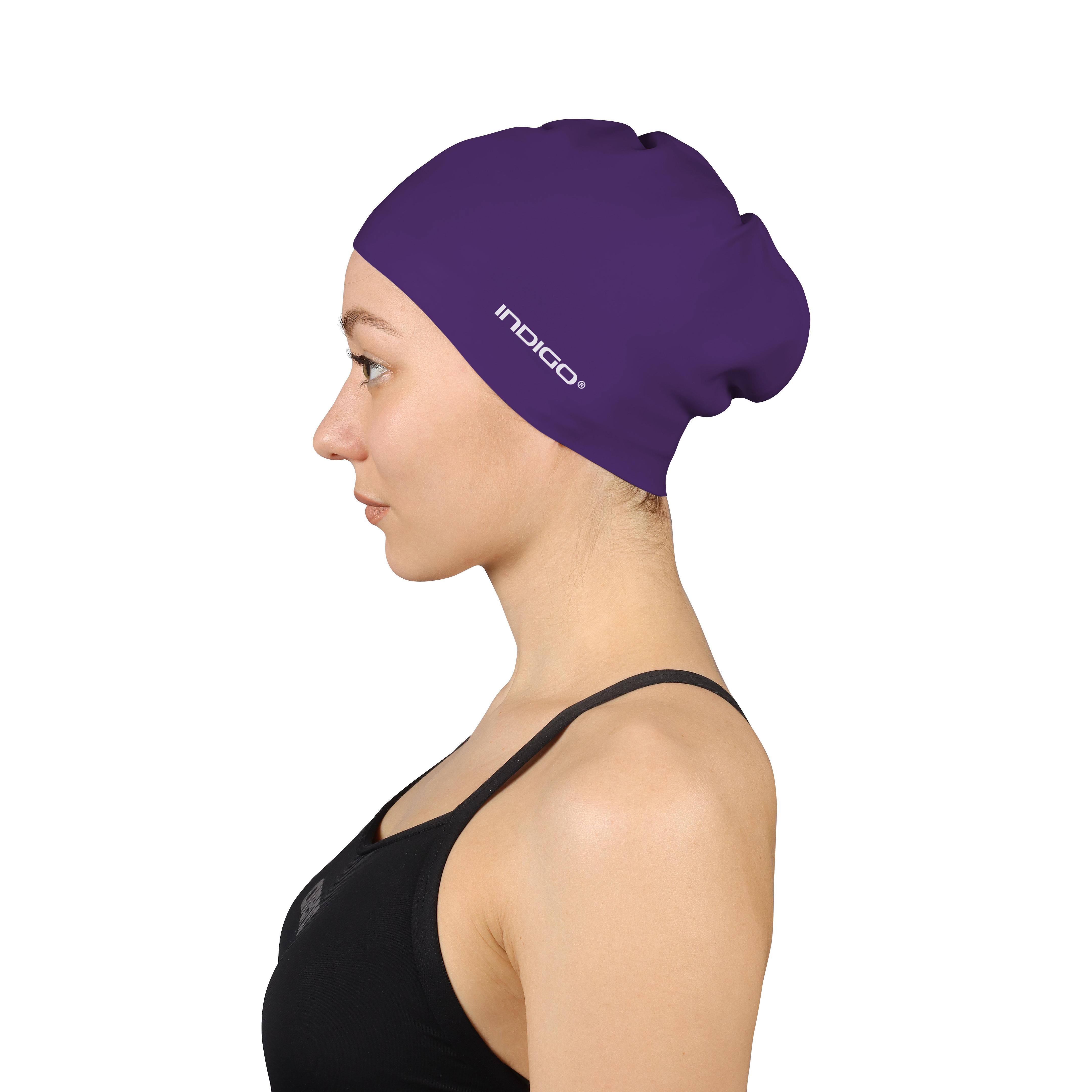 Touca em Natação em Silicone Para Cabelo Longo INDIGO Violeta