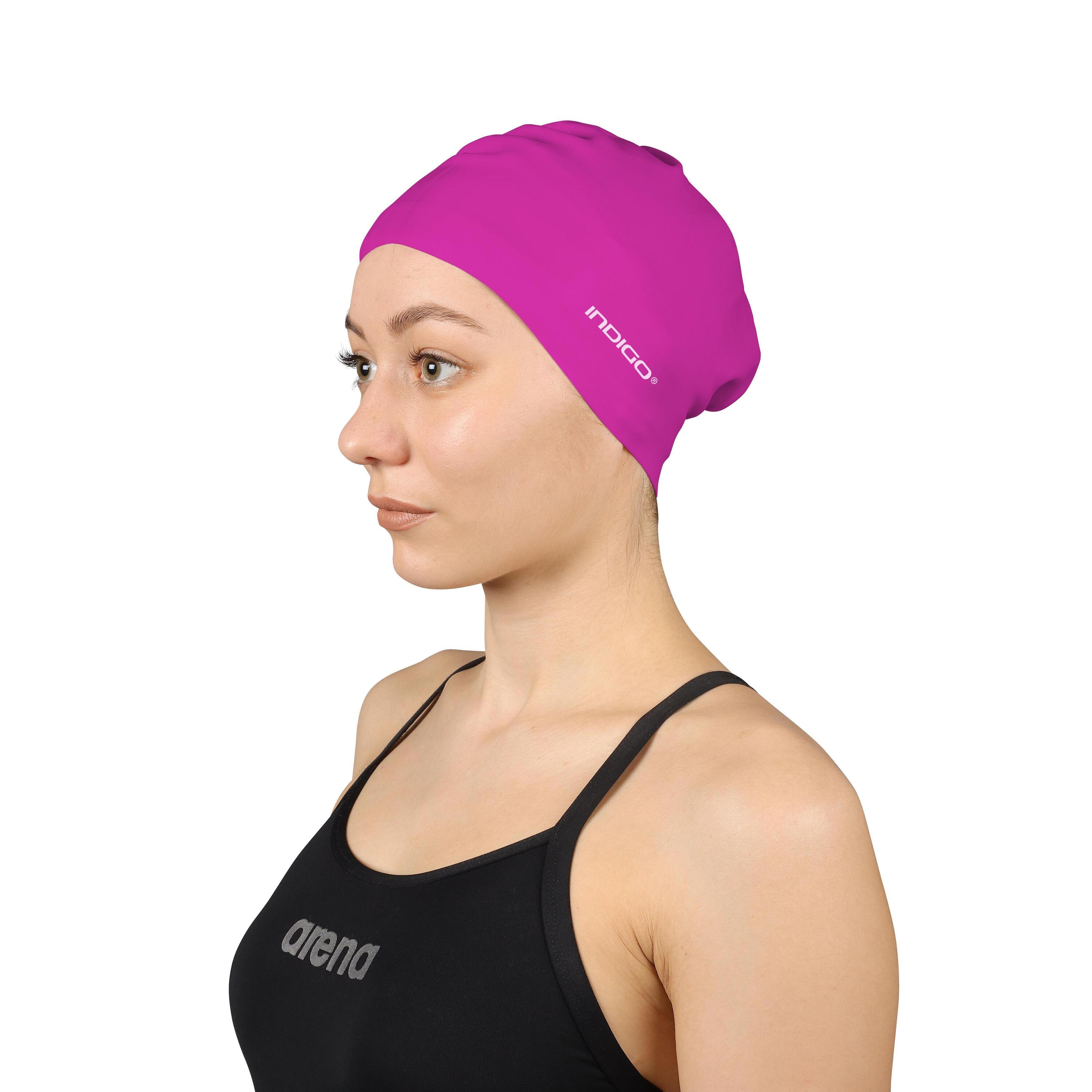 Gorro de Natación Silicona para Cabellos Largos  INDIGO  Ciclamen 3/5