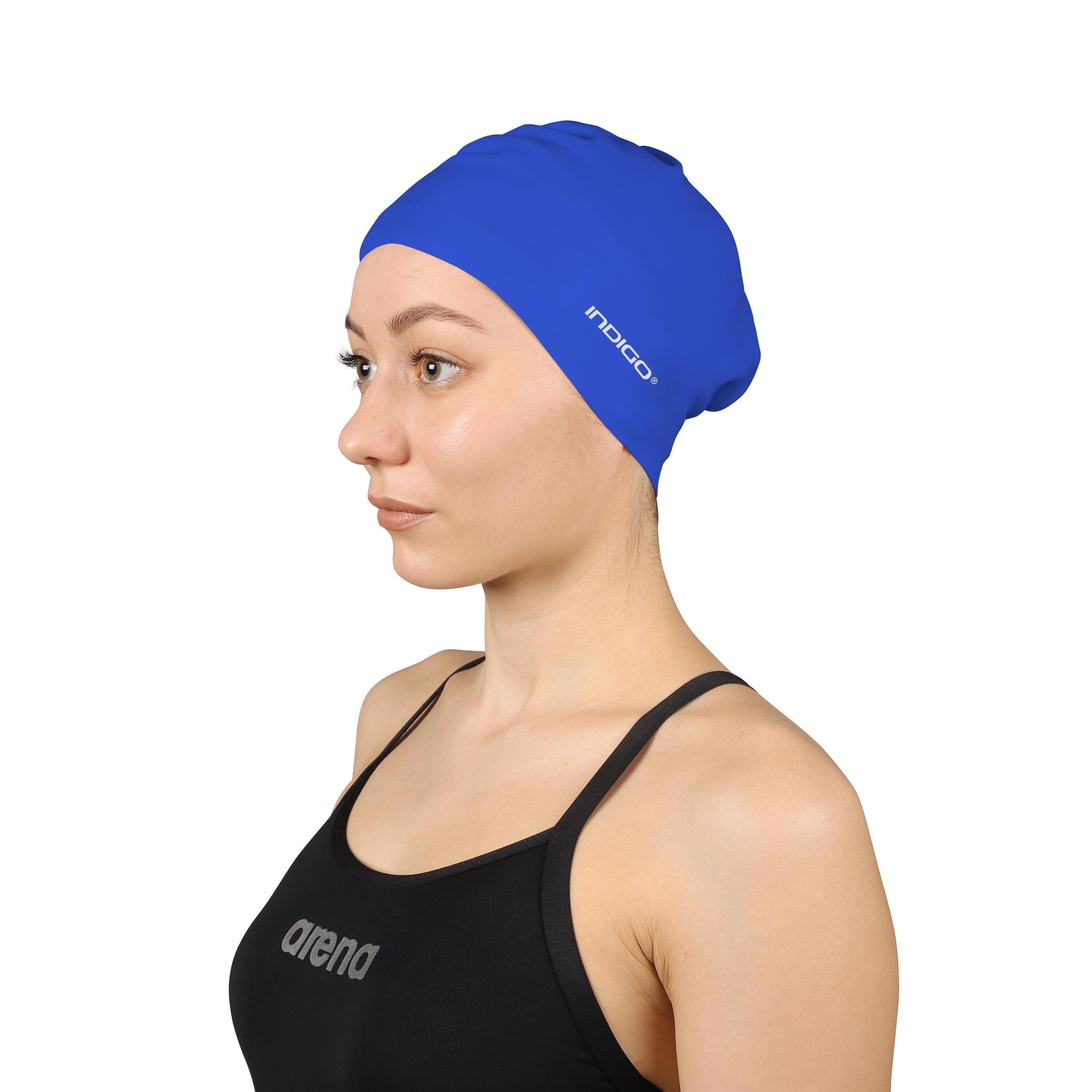 Gorro de Natación Silicona para Cabellos Largos  INDIGO  Azul 3/5
