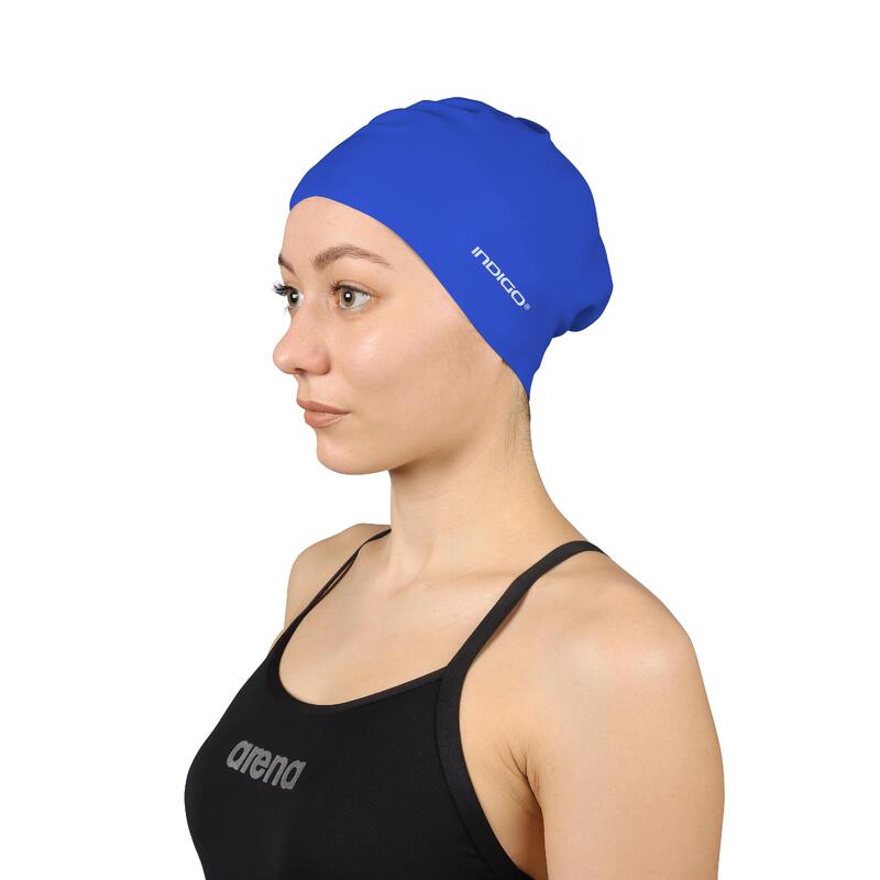 Gorro de Natación Silicona para Cabellos Largos  INDIGO  Azul