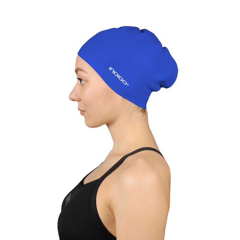 Gorro de Natación Silicona para Cabellos Largos  INDIGO  Azul