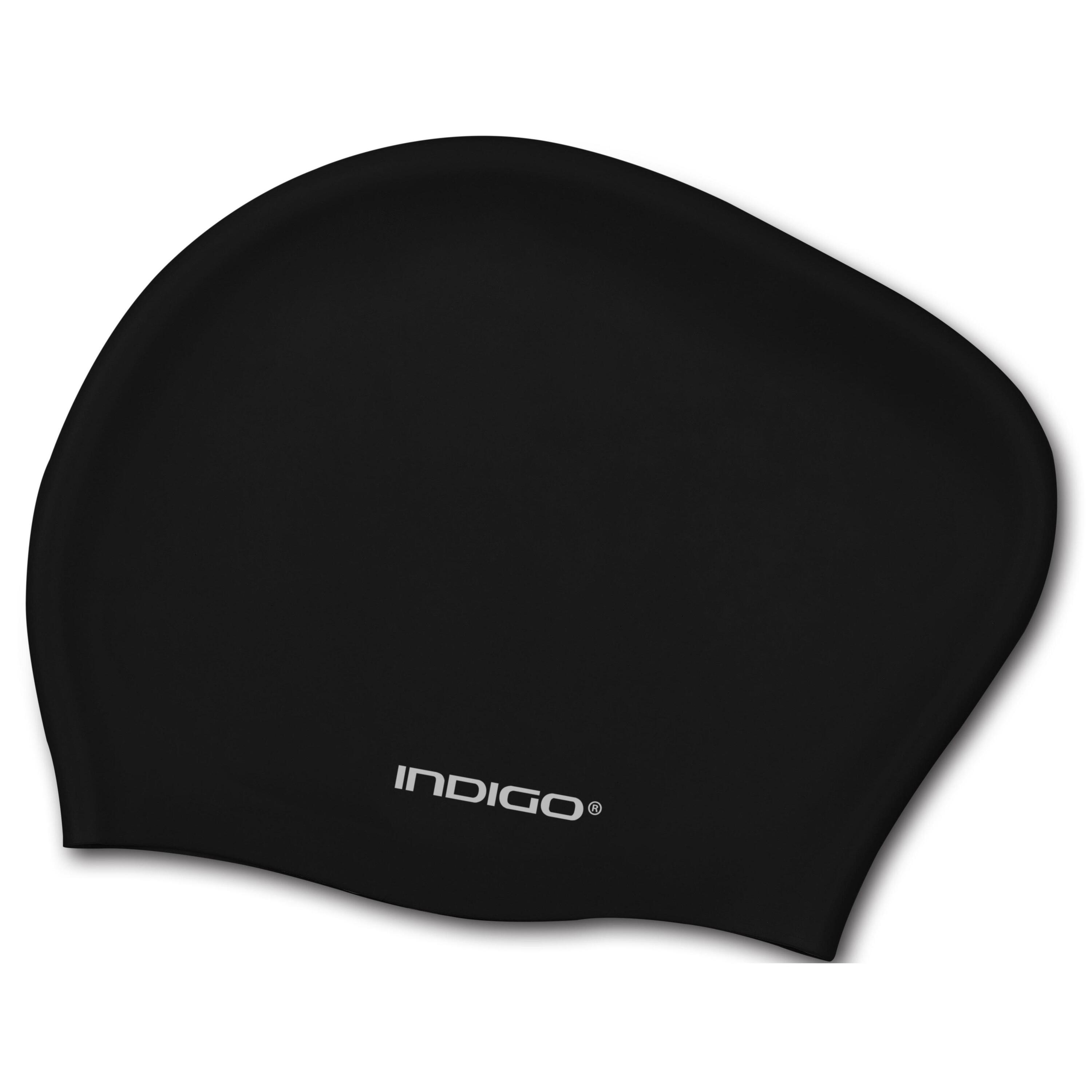 Gorro de Natación Silicona para Cabellos Largos  INDIGO  Negro 2/5