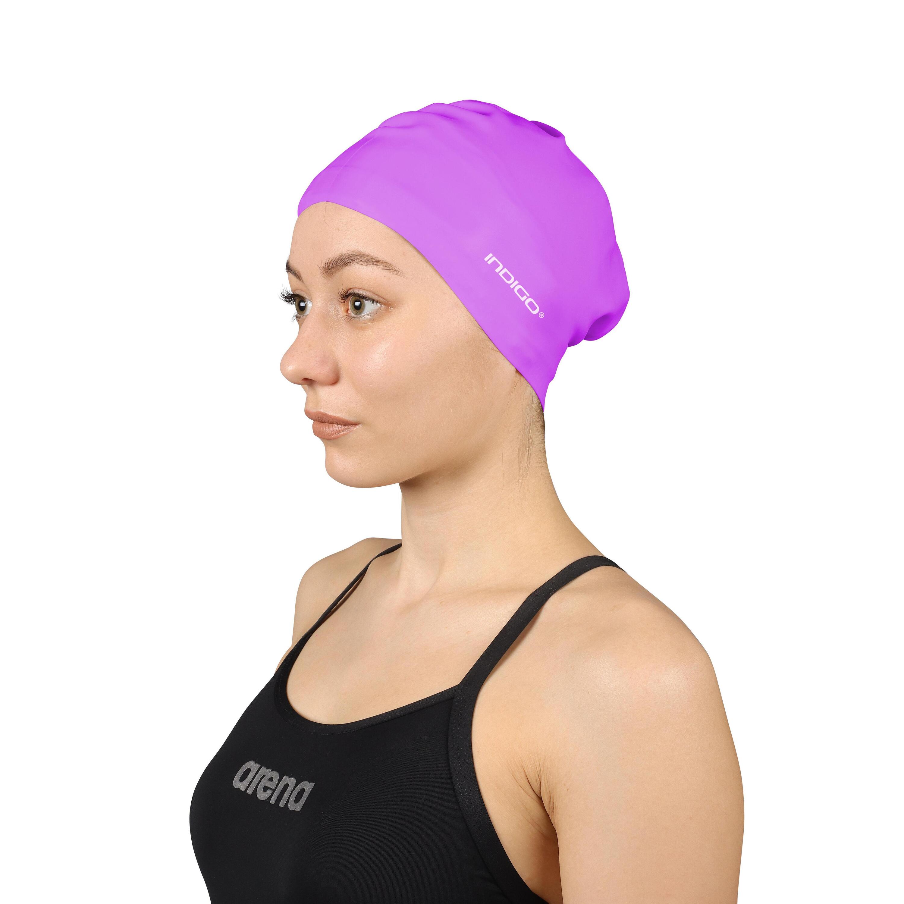 Gorro de Natación Silicona para Cabellos Largos INDIGO  Púrpura 3/5