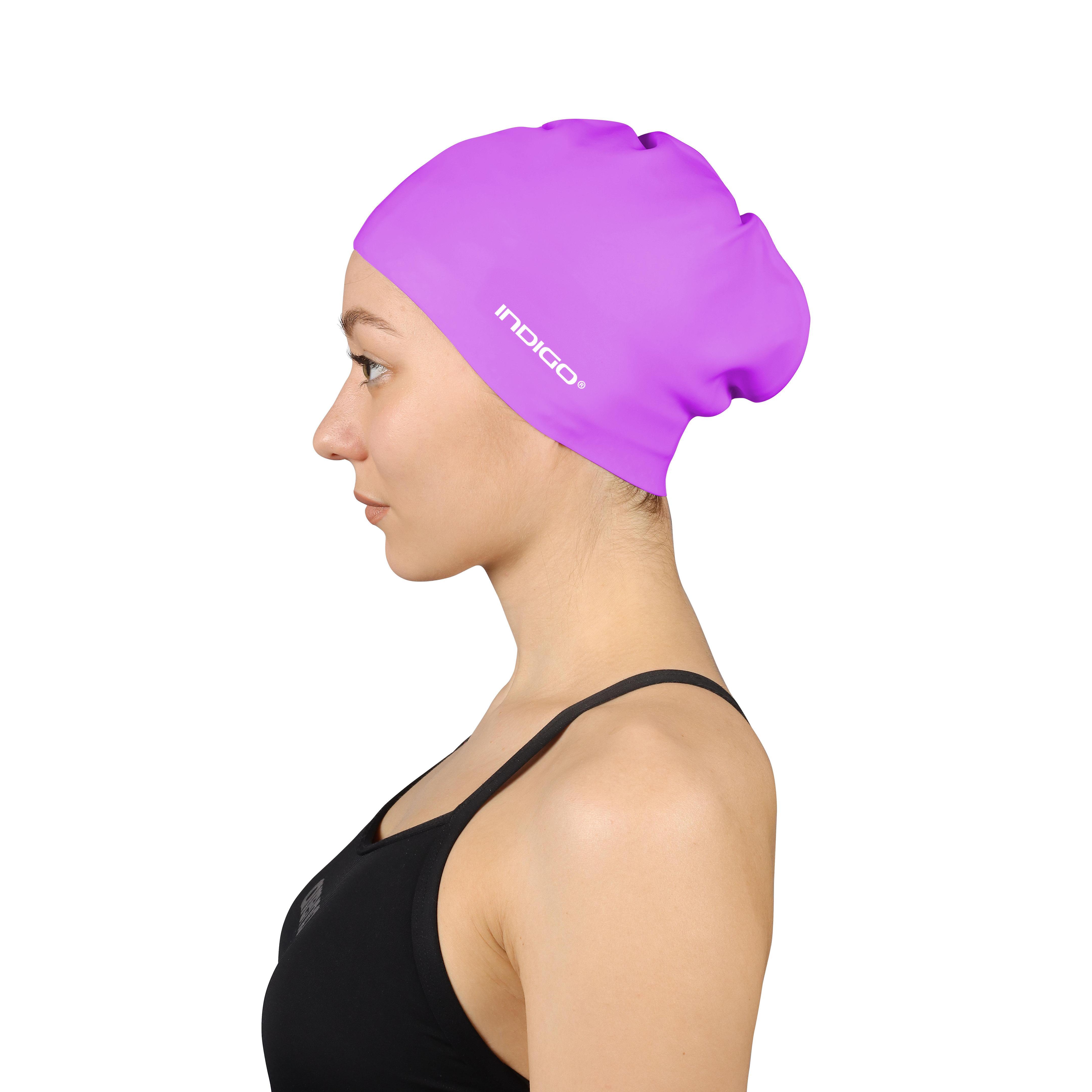 Indigo Sports - Bonnet De Natation En Silicone Étanche Pour Cheveux Longs - Bonnet De Bain - Violet - Taille Unique - Decathlon