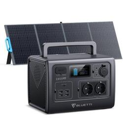 Station d'alimentation portable de 600 W avec panneau solaire de 100 W et  sac de rangement, panneau solaire pliable et générateur d'alimentation de  stockage d'énergie pour camping, aventure en plein : 