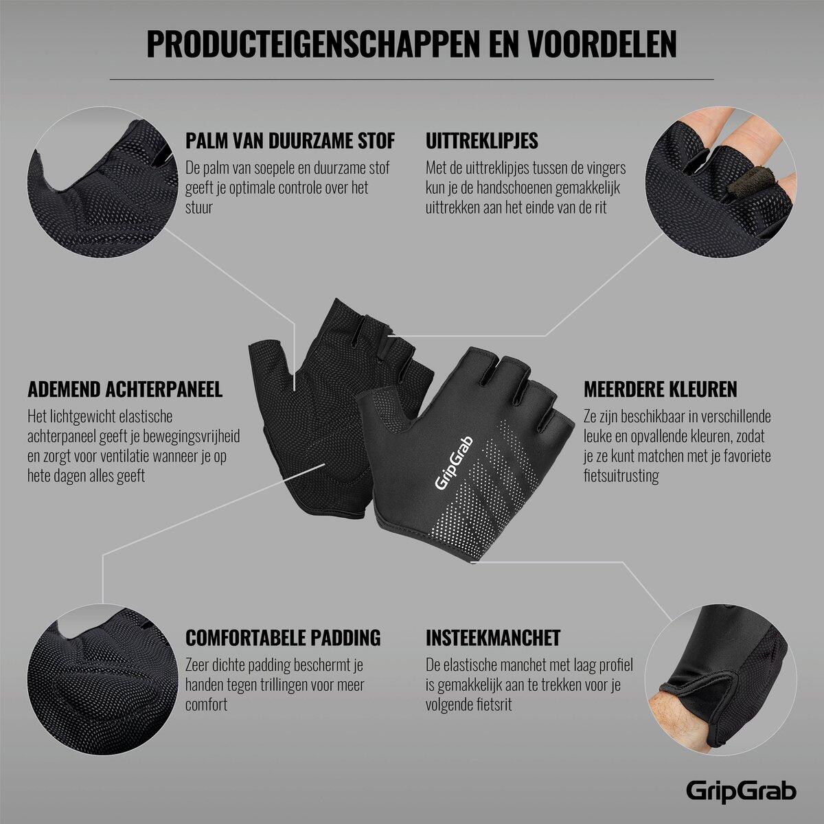 Fietshandschoenen korte vinger maat XXL - EasyRider Padded zwart 3/7