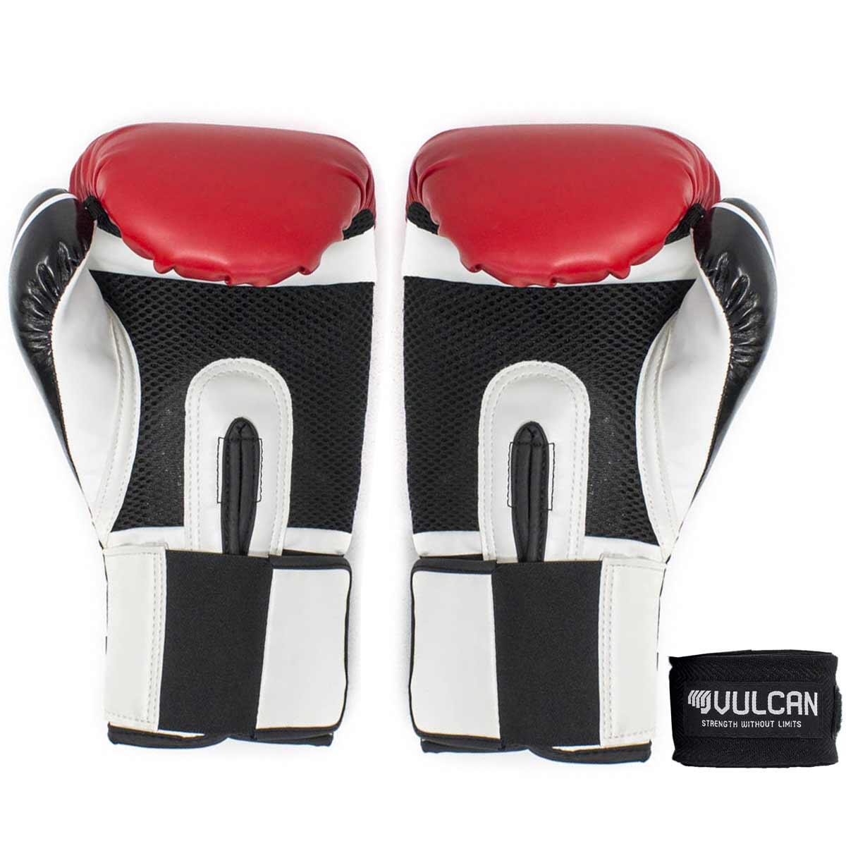 VULCAN BOXING GLOVES 14oz RED/BLACK WITH FREE HANDWRAPS 5/7