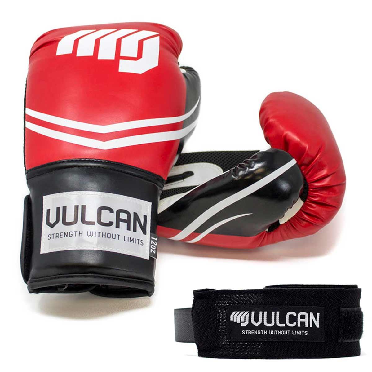 VULCAN BOXING GLOVES 14oz RED/BLACK WITH FREE HANDWRAPS 4/7