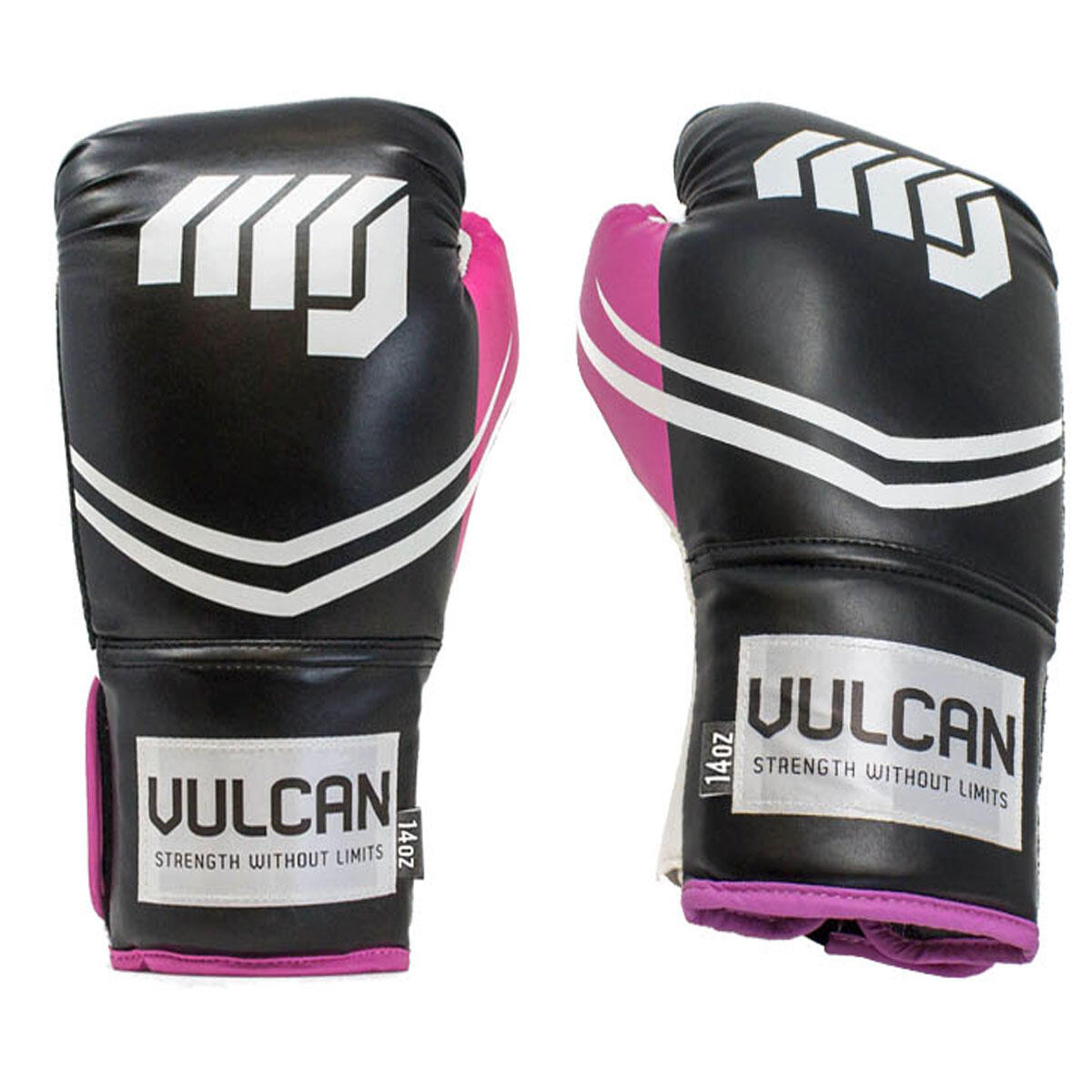 VULCAN BOXING GLOVES 14oz PINK/BLACK WITH HANDWRAPS 4/7