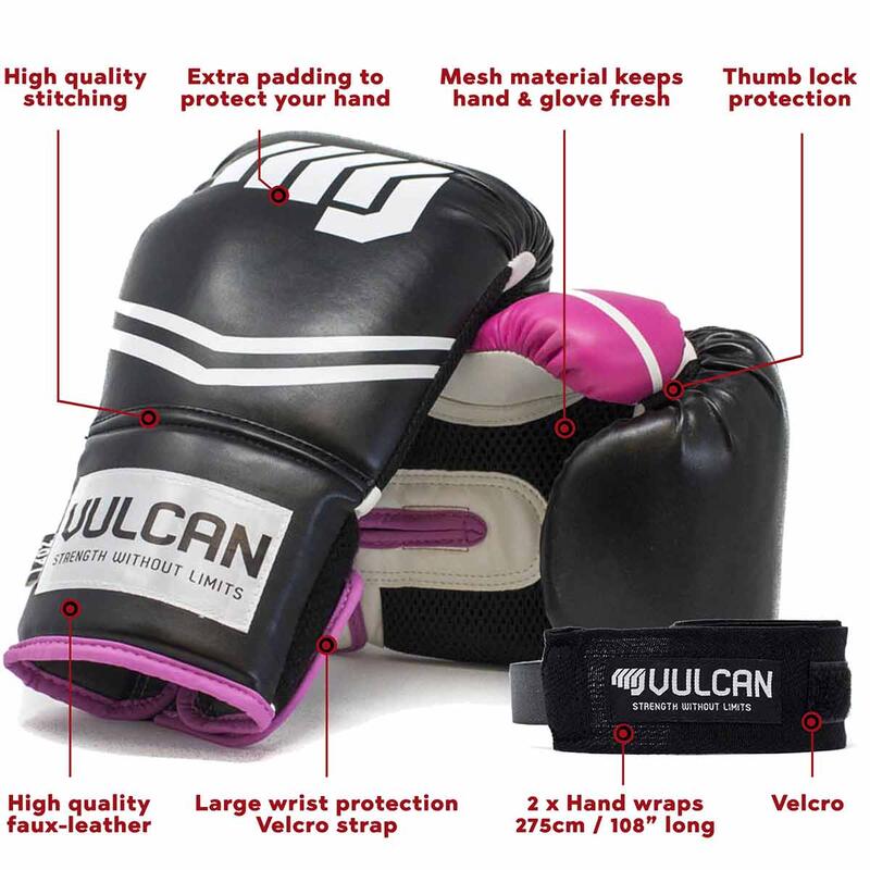 VULCAN BOXING GLOVES 14oz BLUE/BLACK WITH HANDWRAPS VULCAN Decathlon
