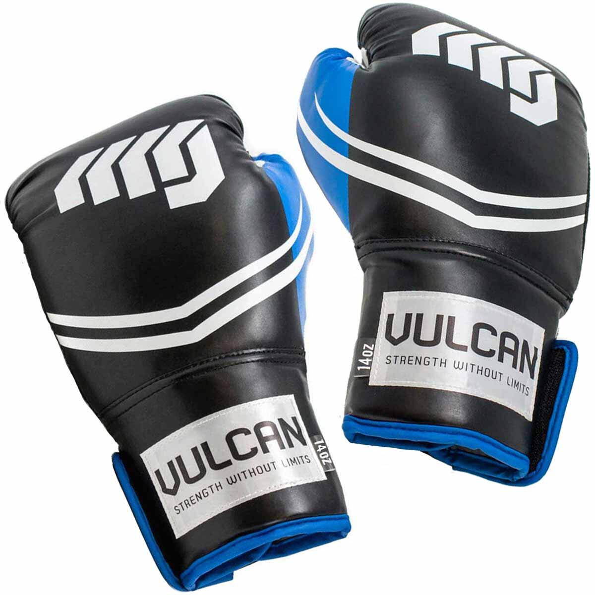 VULCAN BOXING GLOVES 14oz BLUE/BLACK WITH HANDWRAPS 6/7