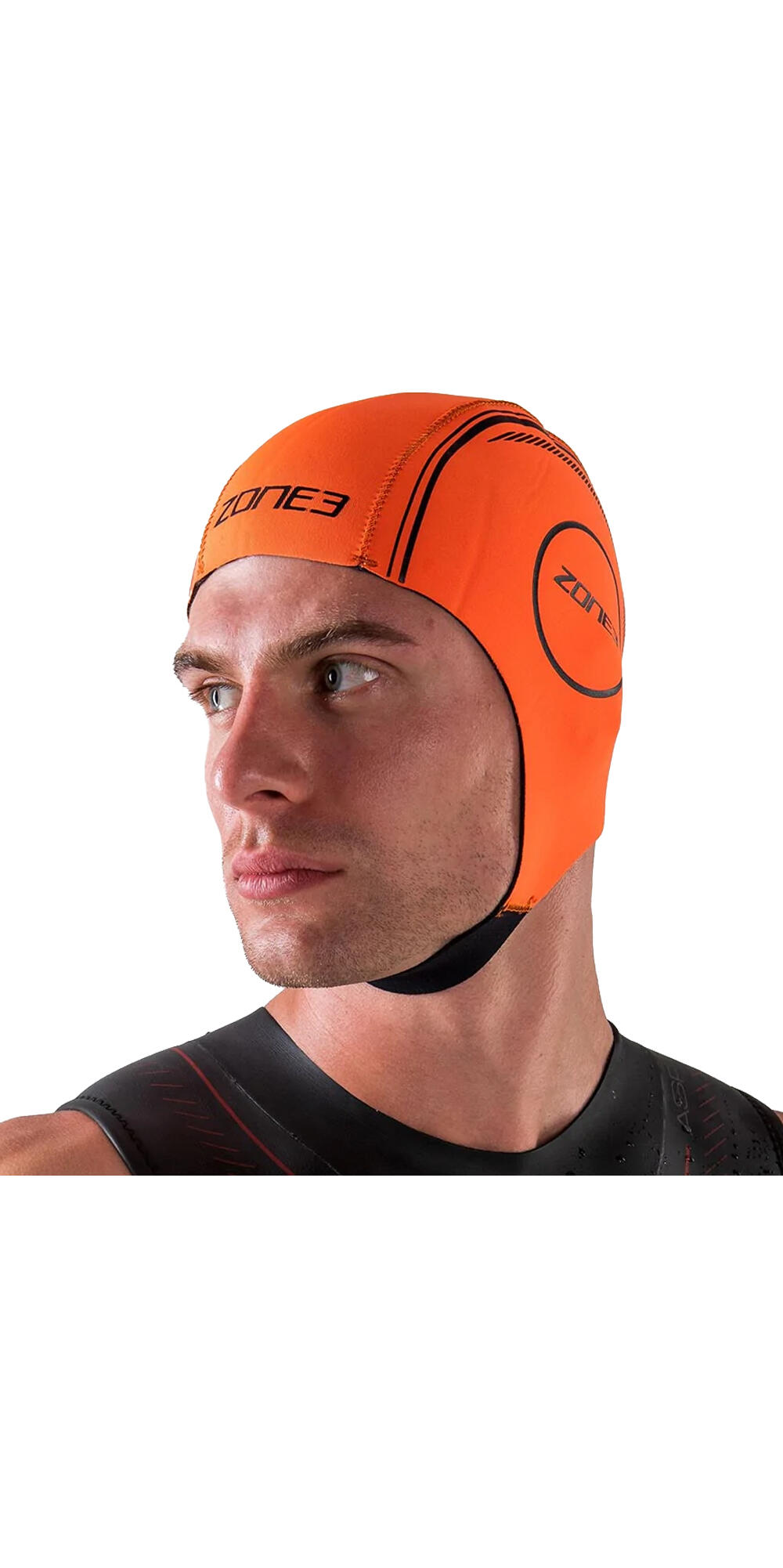 Orange Neoprene Swim Cap Adult Orange 2/5