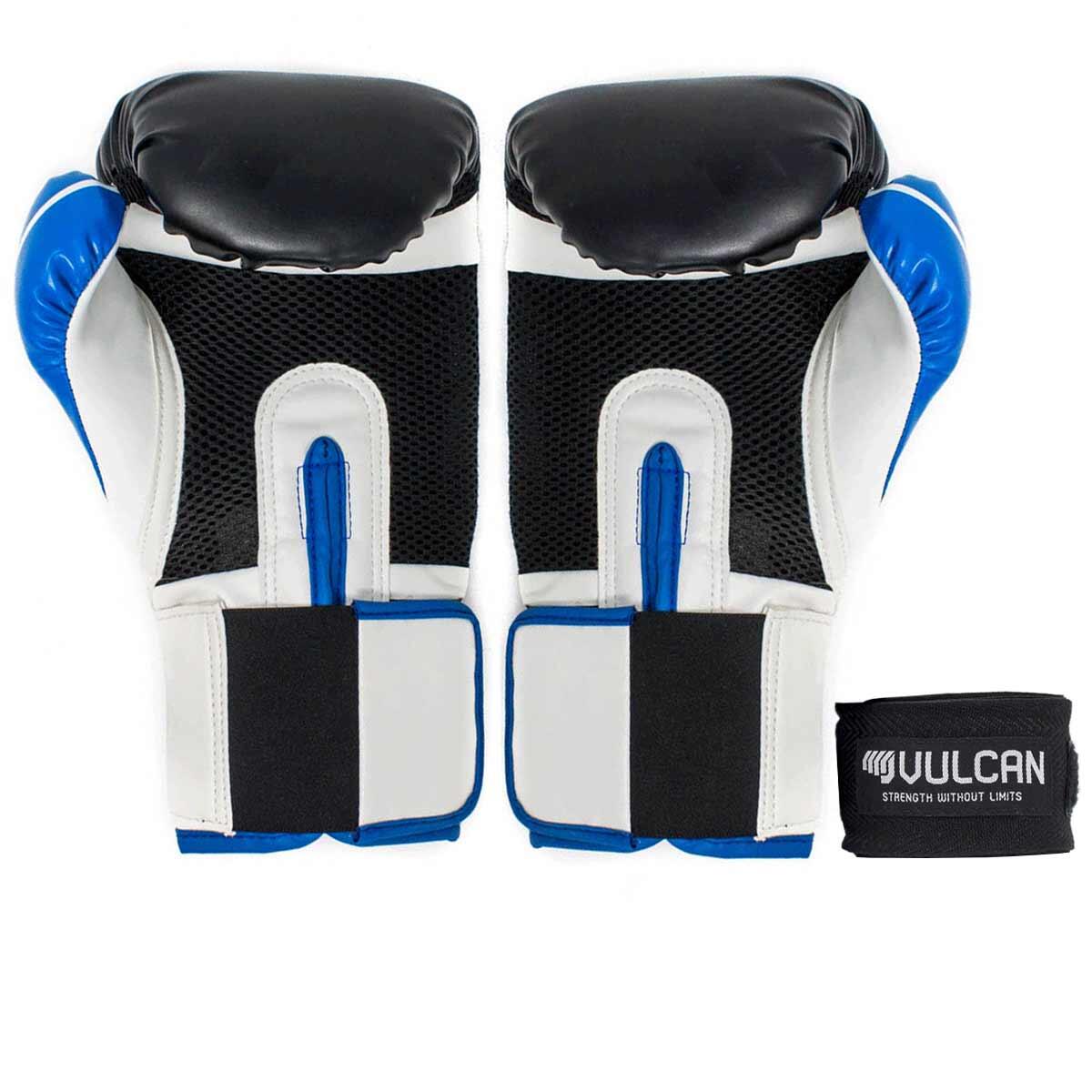 VULCANBOXING GLOVES 16oz BLUE/BLACK WITH HANDWRAPS 4/7