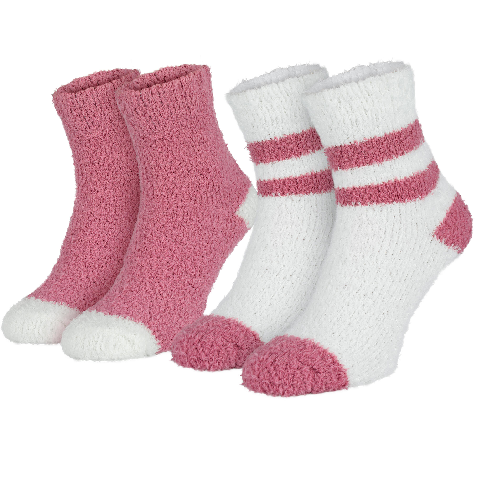 Calzini accoglienti | Donna | 2 paia | Taglia unica | Rosa/Bianco