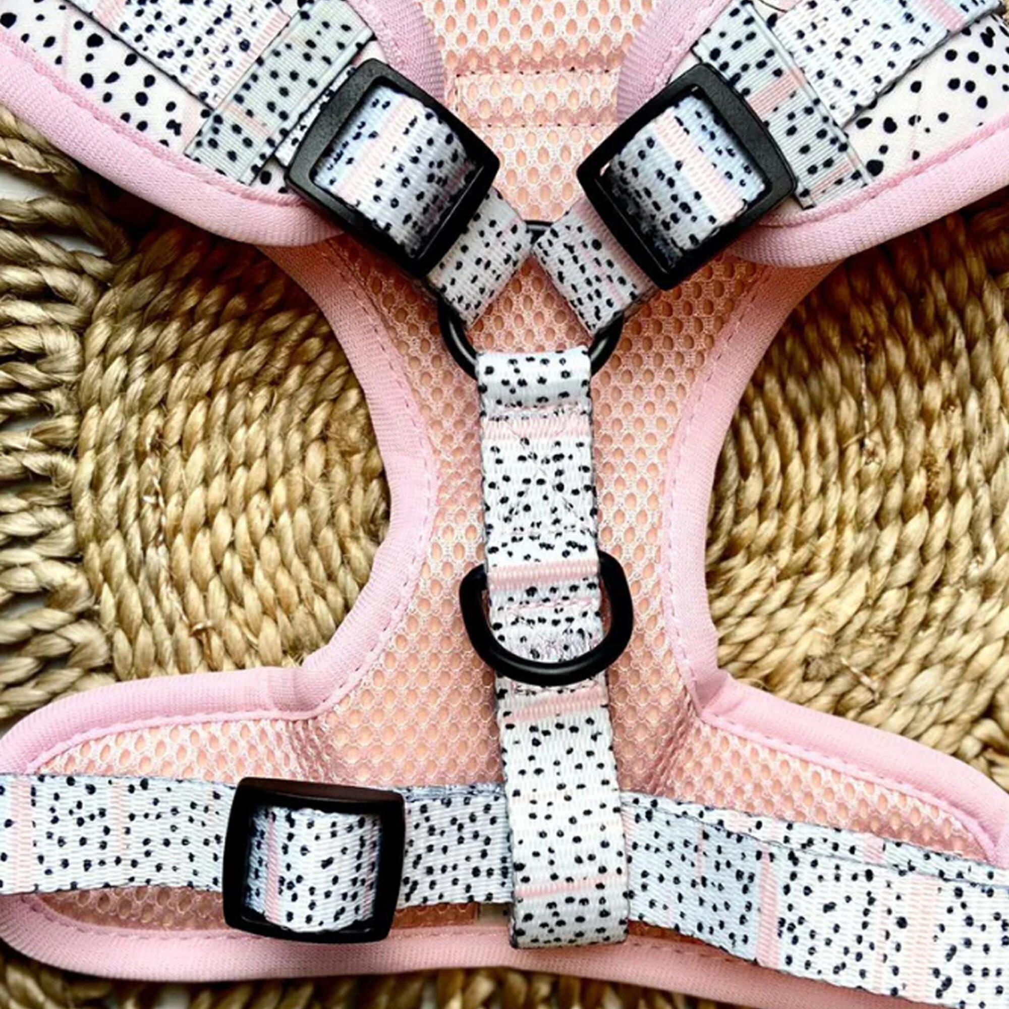 Cocopup Medium Pink Dalmatian Adjustable Neck Harness & Collar Set 2/6