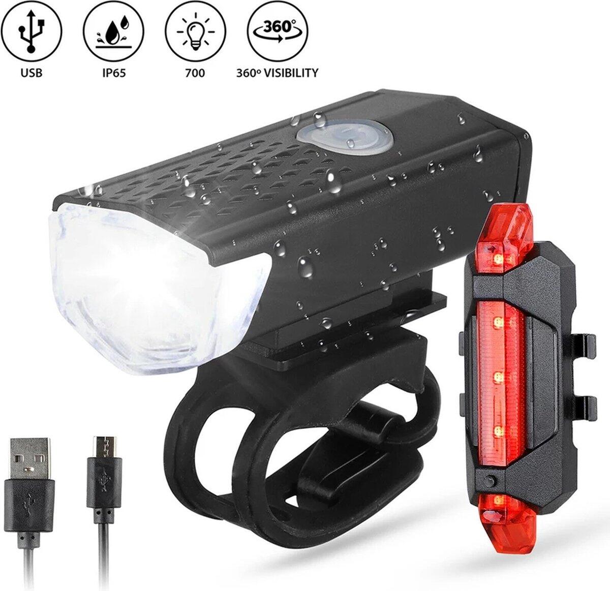 LED Fietsverlichting Set - Voorlicht en Achterlicht - 300 en 20 Lumen 3/7