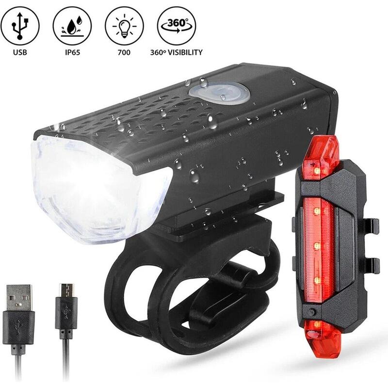 LED Fietsverlichting Set - Voorlicht en Achterlicht - 300 & 20 Lumen