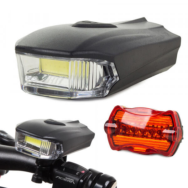 Prox - Kit D'Éclairage Vélo Feu Avant Feu Arrière Cob Led - Piles Lumières Vélo - Éclairage Vélo - Noir - Taille Unique - Decathlon