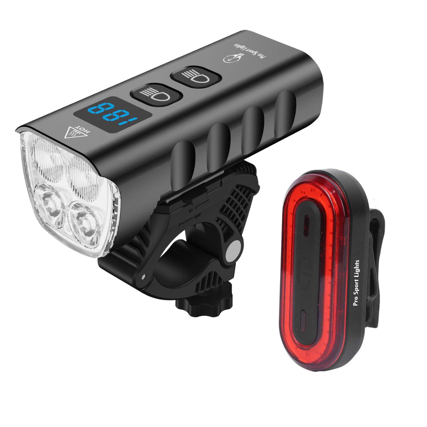 PRO SPORT LIGHTS Fietsverlichtingsset 1800 en 100 Lumen - Performance - koplamp en achterlicht