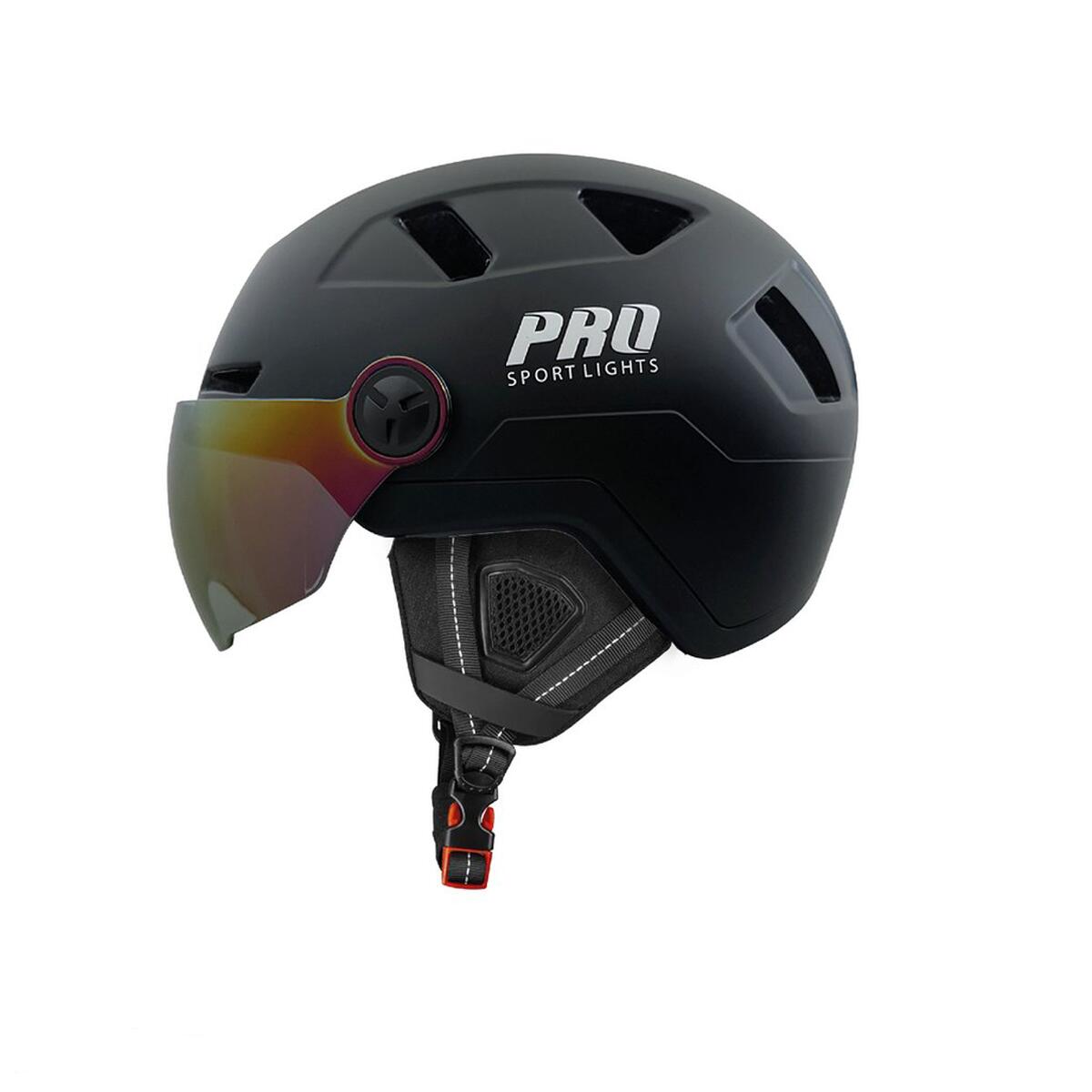 PRO SPORT LIGHTS Cyklistická přilba s hledím a chrániči uší – přilba pro speed pedelec