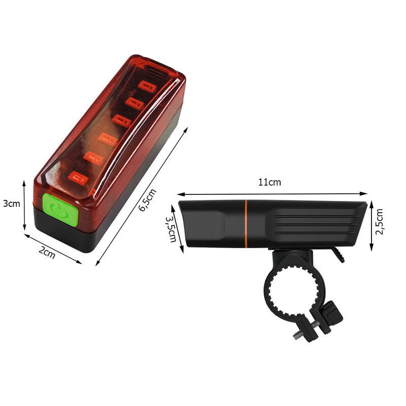 Kit d'éclairage pour vélo Feu arrière et feu avant LED USB rechargeable