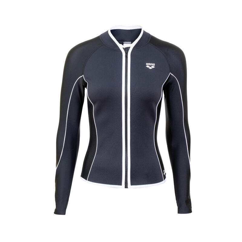 LADIES BASIC LONG SLEEVES FULL ZIP 2mm NEOPRENE  - BLACK