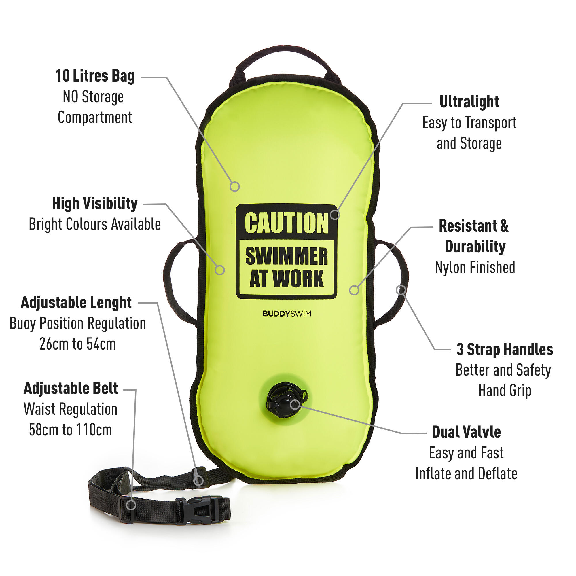 Boa per il nuoto in acque libere Ultralight Buddyswim Giallo 2/8