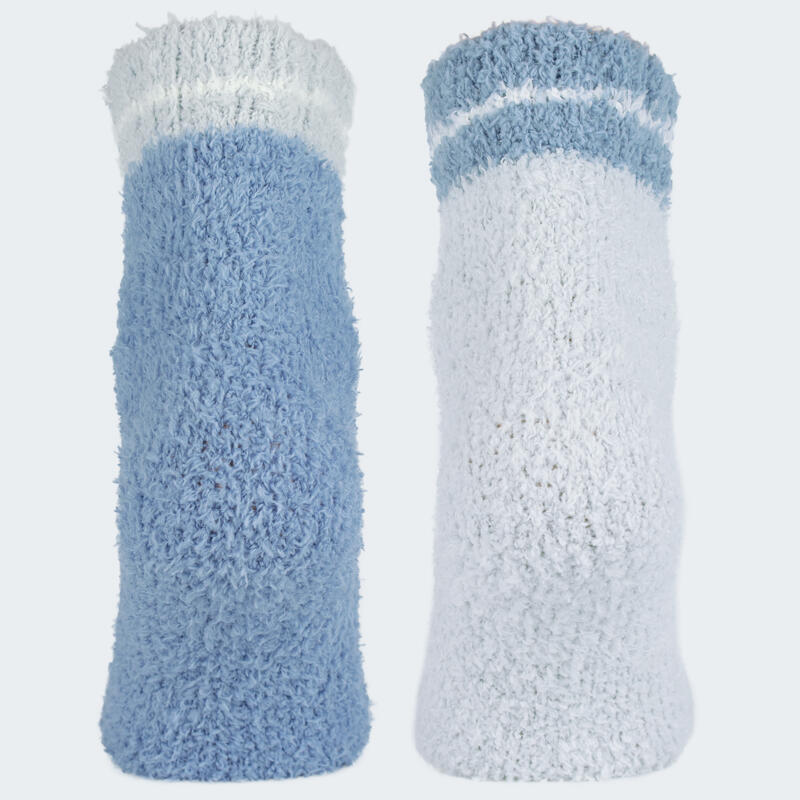 Chaussettes douillettes | Femme | 2 paires | Taille unique | Bleu/Gris